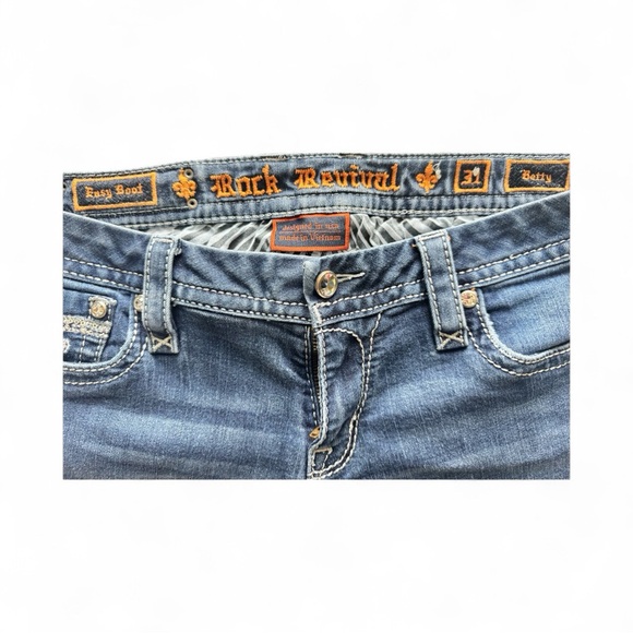 Rock Revival Betty 31 Stylish Easy Boot Blue Embellished Women's Jeans - Picture 7 of 8